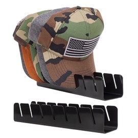 LOS ANGELES HAT CO INC Stand for Baseball Hats, 2 Pcs No Install Acrylic Organizer for 14 Baseball Caps, use in a closet, dresser, desk our in the office (Black)