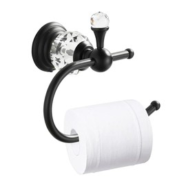 WNEBATH Black Crystal Toilet Paper Holder, Matte Black Bathroom Toilet Paper Roll Hanger Wall Mounted, Modern Toilet Tissue Holder Bathroom Accessory