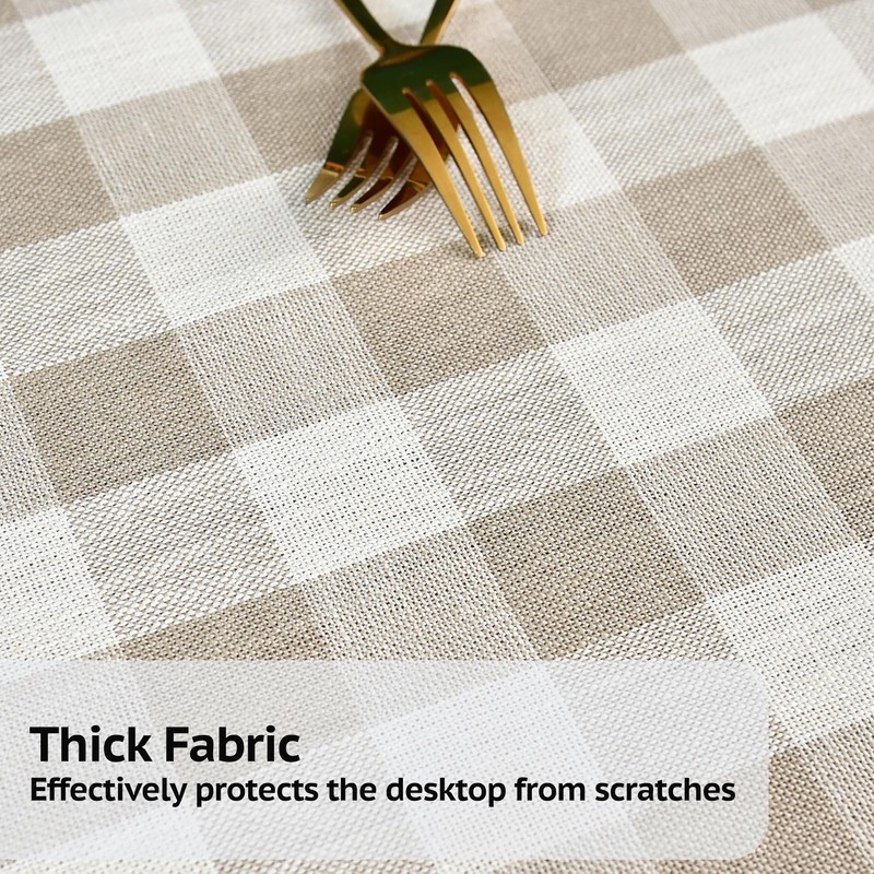 Yofori Heavy Duty Cotton Linen Tablecloth for Rectangular Tables Checkered