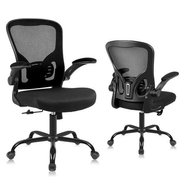 Flysky Ergonomic Office Desk Chair Breathable Mesh Swivel Computer Chair, Lumbar Back Support Task Chair, Office Chairs with Wheels and Flip-up Arms,Executive Rolling Chair