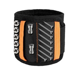 Gearmax Magnetic Wristband Magnetic Tool Wristband Tool Belt with 2 Pockets for Holding Tools, Screws, Nails, Bolts, Drill Bits and Small Tools