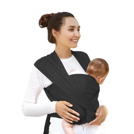 Nap Baby Fular para Bebé ó Cangurera para bebé elástico y suave, 100% algodón respirable con spandex, para bebés de 0 a 13 kg (Negro)