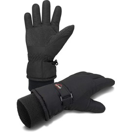 Waterproof Snowboard and Ski Gloves / Winter Gloves with Warm Fleece Inner for Men and Women Colour Black Size S