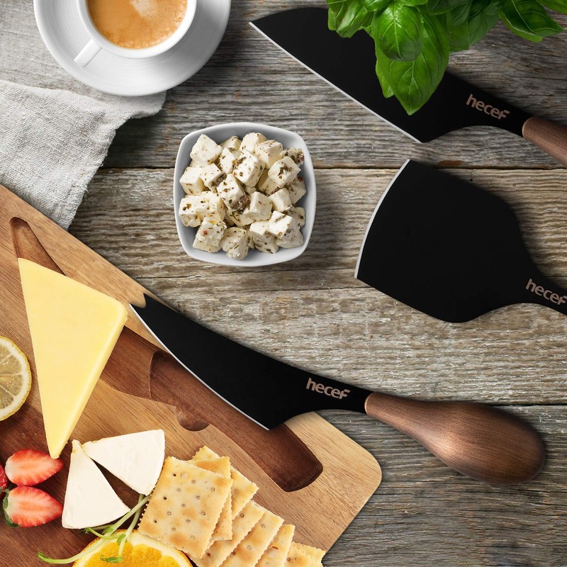 hecef Cheese Knife Set of 3, Bronze Grain Multipurpose Retro