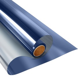 KESPEN Window Privacy Film Window Tint for Home Sun Blocking Static Cling One Way Mirror Tint Anti UV Reflective Film for Home and Office, Blue-Silver, 23.6 Inch X 6.5 Feet