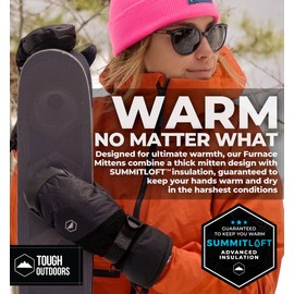 Tough Outdoors Adult Winter Ski Mittens for Women and Men - Mens Womens Waterproof Insulated Snowboard Gloves - Extreme Cold Weather Snowboarding Snow Glove Mitten - X-Large