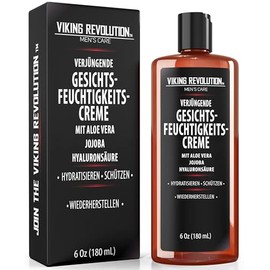 Viking Revolution - Face Cream Men - Natural Face Cream with Hyaluronic Acid, Aloe Vera, Jojoba Oil - Anti-Wrinkle, Anti-Ageing, Moisturising and Protective - 180 ml