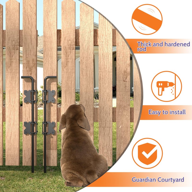 SKYSEN Self-Closing Fence Gate Hinges, Latch, and 24" Drop Rod