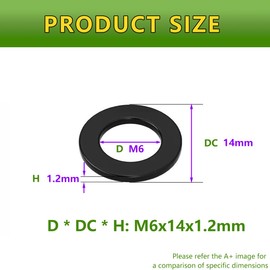 50Pcs M6 Flat Washers,304 Stainless Steel Metal Washers,M6 x 14mm OD,1.5mm Thick Washer for Screws and Bolts Fasteners