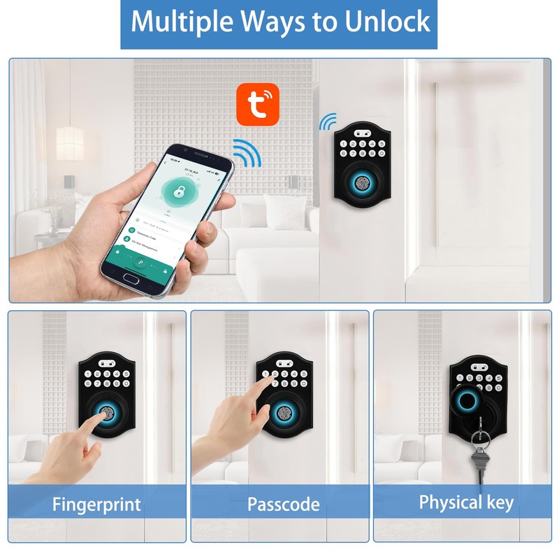UMIKSMART Smart Door Lock with Fingerprint & Keypad, Keyless Entry