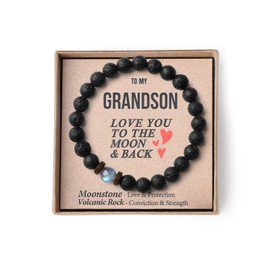To My Son Bracelet Natural Stone Beaded Bracelet Son Gifts from Mom Lava Rock Bracelet Gifts for Men Boys Son Grandson Dad Grandpa Boyfriend