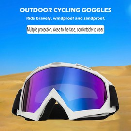 immoono ATV Dirt Bike Motorcycle Goggles with Balaclava Face Cover, Motocross Riding Offroad Glasses for Men Women with Face Mask, White Frame Smoke Lenses