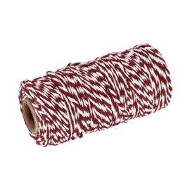 sourcing map Twine Packing String Wrapping Cotton Twine 100M/109 Yard Dark Red and White Rope for Gift Wrapping, Christmas Twine