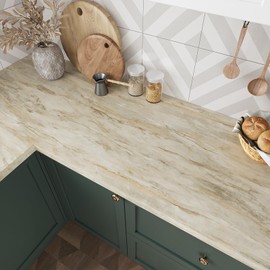VEELIKE Slate Beige Marble Countertop Contact Paper Peel and Stick Countertops Waterproof Marble Contact Paper for Countertops 15.7''x354'' Removable Adhesive Marble Wallpaper for Kitchen Bathroom