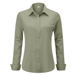 hearain Camisas para Mujer De Vestir Blusas Y Botones Camisa Manga Larga Ropa Blusa Rbd Button Down Army Green Shirts for Women Army Green Size XXL