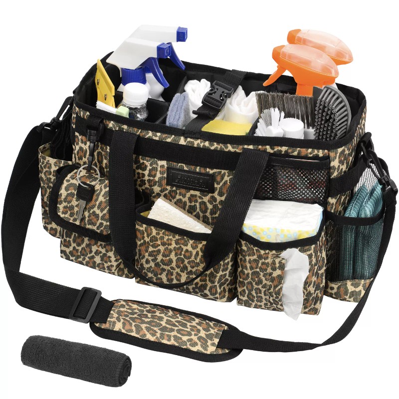 Cleaning Caddy Organizer with Handle, Shoulder & Waist Strap -