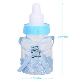 Favores de Fiesta Baby Shower, 50 Unidades Mini Botellas de Dulces con Diseño Biberón para Bebé Regalos Creativos para Cumpleaños, Bautizo o Celebración, Incluye Cinta Decorativa (Azul)