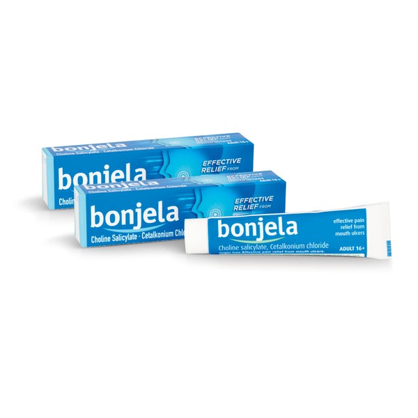 Bonjela Antiseptic Pain-Relieving Gel for Mouth Ulcer Treatment, Cold Sores, Dentures and Mouth Inflammation 15g x2 (Pack of 2)