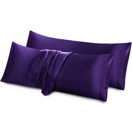 Aormenzy Satin Body Pillow Cover Set of 2, 20x54 Inches Purple Body Pillow Case for Adults, Silky Soft & Cooling Body Pillow Pillowcase with Envelope Closure