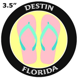 Athena Brands Flip Flops Destin Florida - Car Truck Window Bumper Graphics Sticker Decal - Black