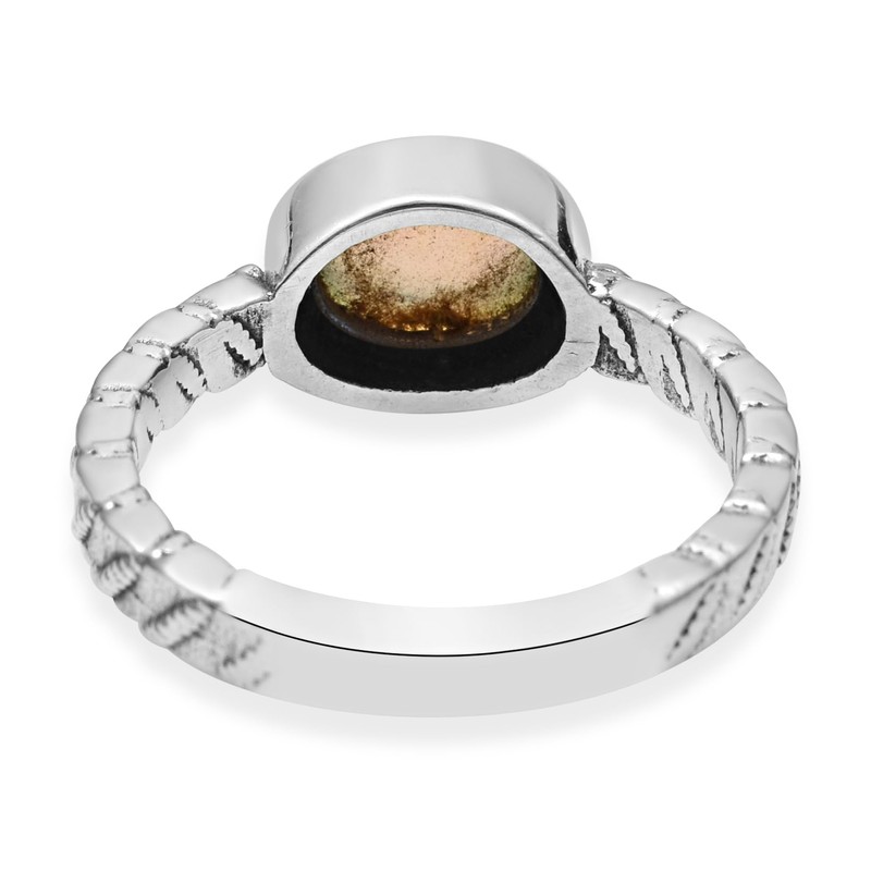 Silver Palace Natural Ehtiopian Opal 925 Sterling Silver Textured Band