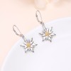 Edelweiss Earrings for Women Sterling Silver Edelweiss Flower Leverback Earrings