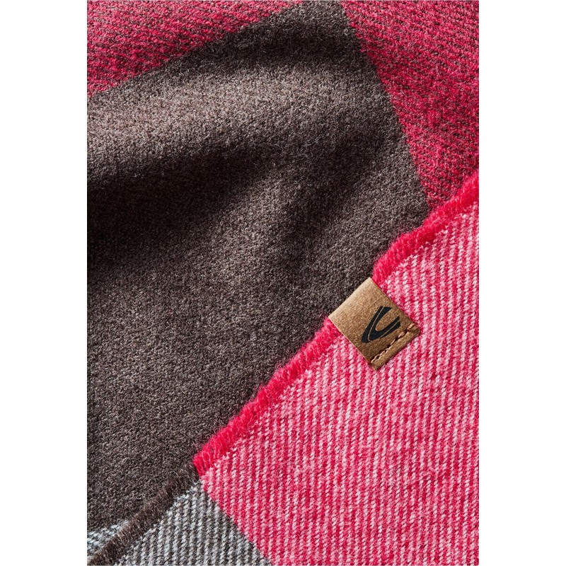 camel active Women's Soft Woven Scarf with Checked Pattern, Pink-Grey