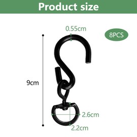 SLAXJNE Pack of 8 Flower Pot for Hanging, Rotating Hook, Hook Buckle, Hanging Basket Hook, Rotating Hook, Metal Hanging Basket, Hook Flower Pot, Chain with Hook, Hanging Flower Basket Hook