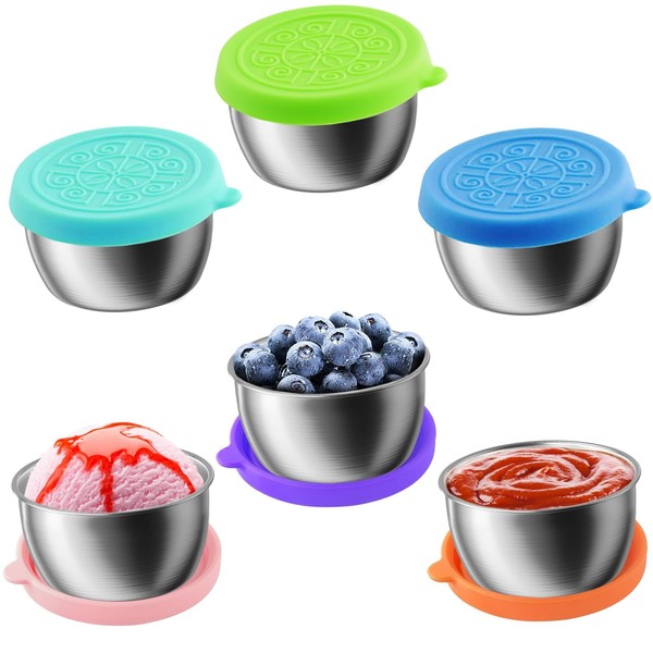 Mini Salad Dressing Cups 6-Pack 1.6oz Stainless Steel with Leakproof