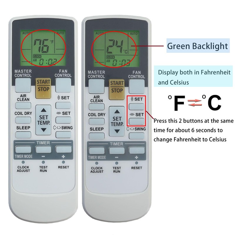 Universal Replacement Remote Control for Fujitsu AC Air Conditioner (Fahrenheit