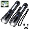 Peascat Rechargeable Flashlight 980,000L High Lumens 2 Pack, Led Tactical