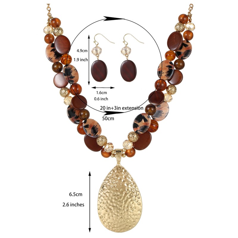 Xalroco 20‘’+3‘’ Gold Teardrop Pendant Statement Necklace for women Trendy