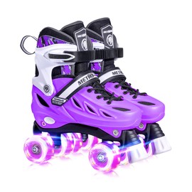 METROLLER Roller Skates for Girls and Boys Teens, Adjustable 4 Sizes for Kids Toddler Rollerskates with Light up Wheels, for Youth Women and Men