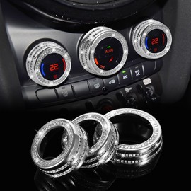TOMALL Bling AC Air Conditioning Knob Button Cover Compatible with Mini Cooper Countryman Clubman Centre Console Cover Air Conditioner Switch Trim AC Climate Knob Cap Bling Interior Decoration for Car