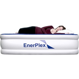 EnerPlex Twin Air Mattress with Built-in Pump - 18 Inch Double Height Inflatable Mattress for Camping, Home & Portable Travel - Durable Blow Up Bed with Dual Pump - Easy to Inflate/Quick Set Up﻿