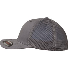 Flexfit Unisex Trucker Cap with Fixed Front Panel and Inner Flex Band, No Closure, Breathable Mesh Back, One Size, Dark Grey, L/XL