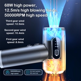 Lalalumi Elektrische Staubgebläse 3-Gang Druckluftspray Staubgebläse - Autostaubsauger mit 6000 mAh - Kabellos, Wiederaufladbar- Tastatur Reinigung Luftspray für Auto, PC, Elektronik, Sofa, Computer