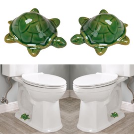 ZUNON Toilet Bolt Caps, Decorative Toilet Bolt Covers, Ceramic Cute Frog Covers Toilet Bolts Bathroom Decor Easy Installation Set of 2 (2pcs Green Turtle)