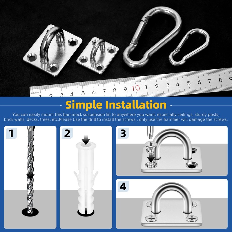 GLARKS 40pcs M8 Stainless Steel Pad Eye Plate Hook and