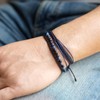 Handmade Natural Stone Beaded Healing Bracelet Gift for Men Adjustable Rope String Bracelet (DarkBlue/Coffee Jasper, Adjustable)