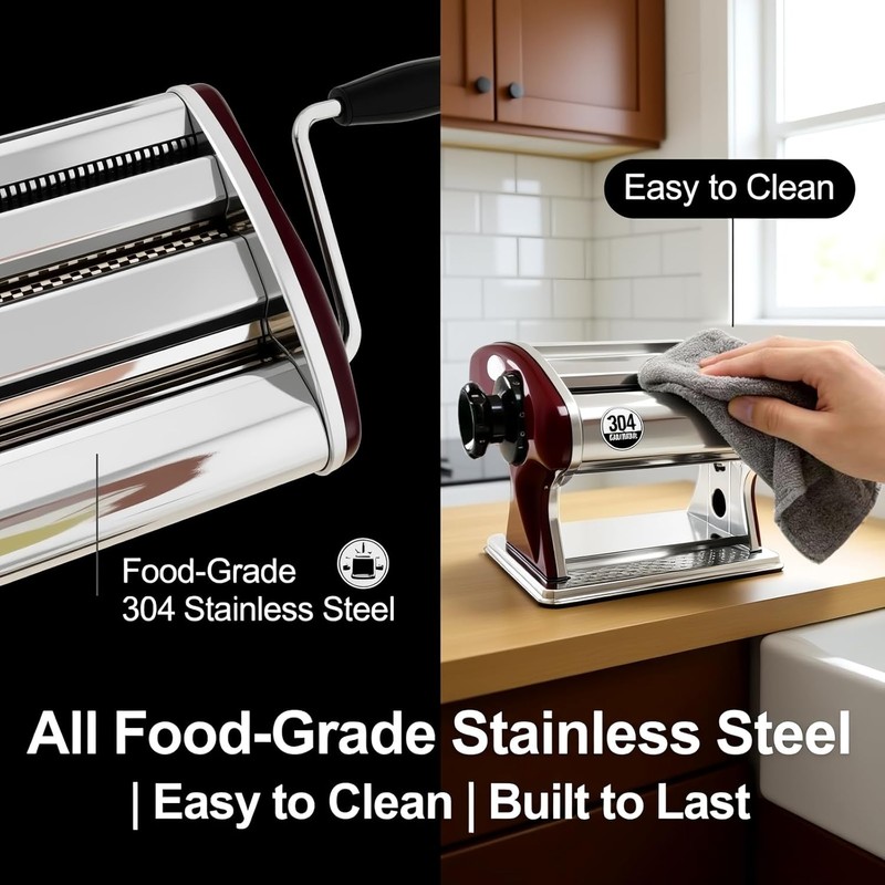 XINGYUEXUAN Manual Pasta Maker - Stainless Steel Noodle Machine with