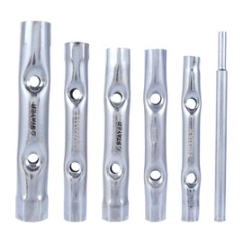 ELIUNG 6Pcs Dual-Ended Wrench 8-17mm, Socket Plumber Back Nut Tap Spark Plug Spanner Set Extended Spark Plug Wrench Set Dual Purpose Hollow Hexagonal Threaded Sleeve Tool