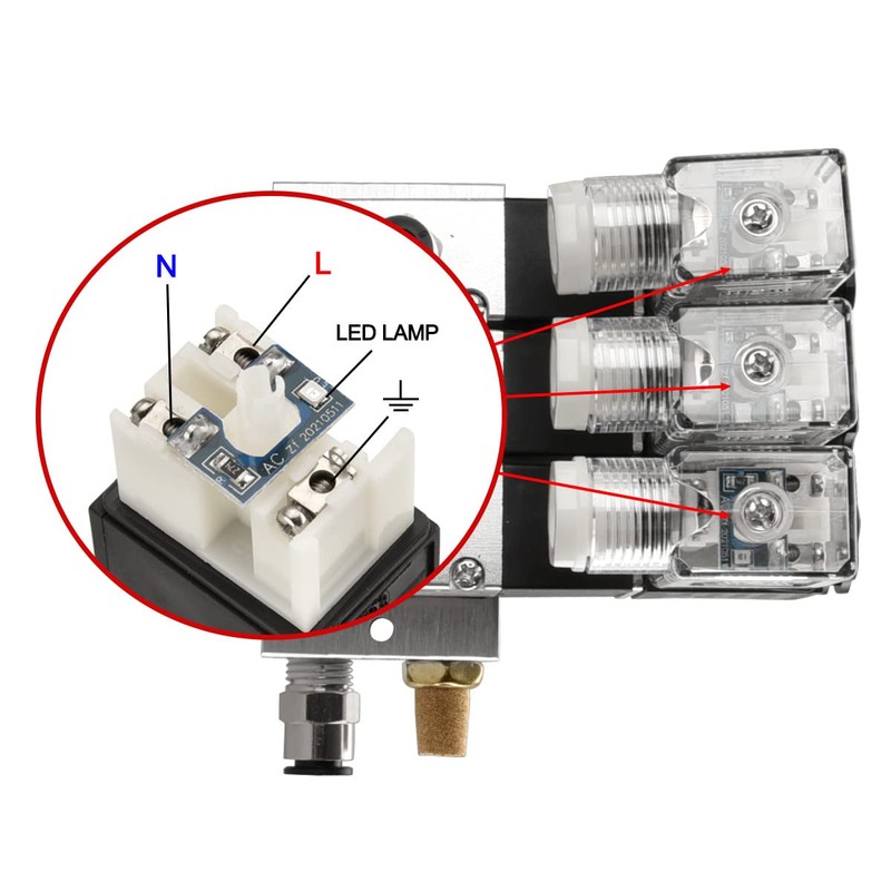 Heschen Electrical Pneumatic Triple Solenoid Valve, 3V210-08, AC24V, PT1/4'' Port,