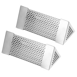 2Pcs BBQ Grill Smoker Tube Mesh Tube Pellets Smoke Box 6in Stainless Steel Barbecue AccessoryTrilateral