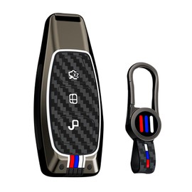 ontto Fits Ford Key Case Car Key Protection Case for Ford Fiesta Focus Kuga Fusion Mondeo Ecosport Explorer Edge Ranger C-Max Key Case Zinc Alloy Key Cover A Black