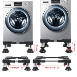 Washing Machine Stand, Fridge Stands, Adjustable Furniture Base for Air-conditioner, Household Appliance Pedestal for Washer Dryer Refrigerator with 4 Height-adjustable Sturdy Feet
