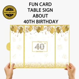 DARUNAXY Gold Happy 40th Birthday Alternative Signature Congrats Certificate Gold Turning 40 Years Old Sign Table Party Decorations for Men Women 40th Signature Sign Guest Book Card Party Supplies