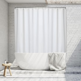 De-Mediocre Clawfoot Tub Shower Curtain Liner 8G Extra Thick and Heavy Duty 180W x 70H inch,White, Waterproof Plastic Shower Liner Weighted 36 Mental Hooks,Upgrades