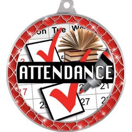 Attendance Red Trellis Medal Silver, 2.5" Perfect Attendance Prizes, Kids Attendance Trophy Medal Awards 1 Pack Prime