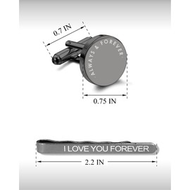 Mens Cufflinks and Tie Clip - Gifts for Husband from Wife - Anniversary, Birthday Gifts for Husband - Cuff Links Tie Bar with Engraved Walnut Wood Box